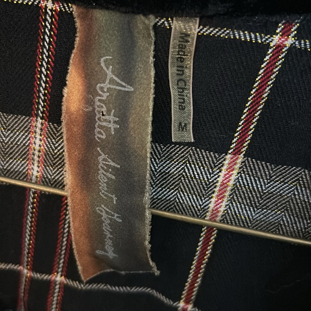Aratta Black Plaid Long Sleeve Tunic Dress with Floral Trim - Picture 5 of 5